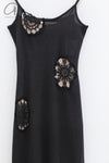 SWAYING 24 Autumn and Winter Crochet Splicing Suspender Long Skirt SW-SW24AW2L09-HEIHUI Black and Gray SW-SW24AW2L08